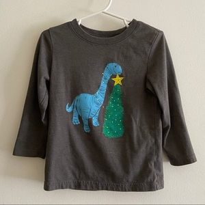 Gray Long-sleeve dinosaur Christmas shirt in 3T